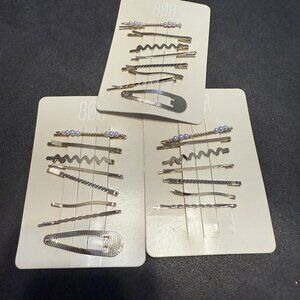 80R Women's Lot of 23 Hair Clip Metal Aesthetic Designs Minimalist Stylish NWT